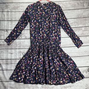 Vintage Dennis Goldsmith Floral Dress Women's 6‎ Clenched Waist Multicolor